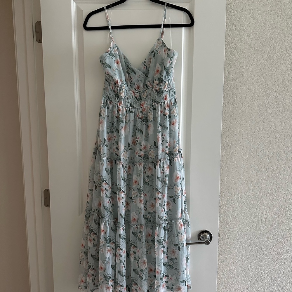Trixxi Light Blue Floral Maxi Dress